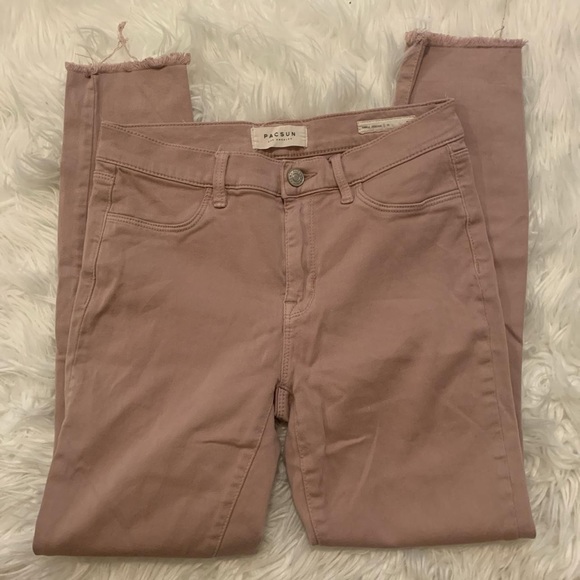 Dusty Pink Distressed Ankle Jeggings - Picture 2 of 4